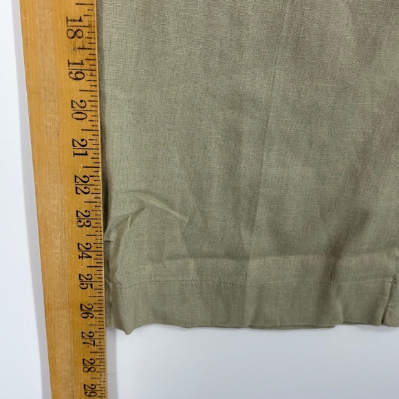 A New Day Womens 8 SHORT Trouser Pants Linen Blend Green Pleated Straight Leg - Picture 5 of 8
